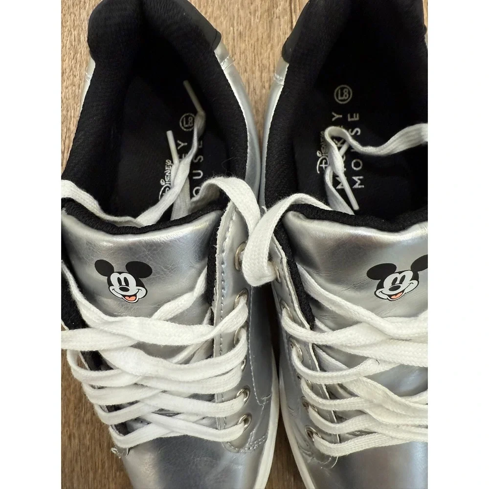 Aldi Disney Mickey Mouse Metallic Silver‎ Black Sneakers Size 8